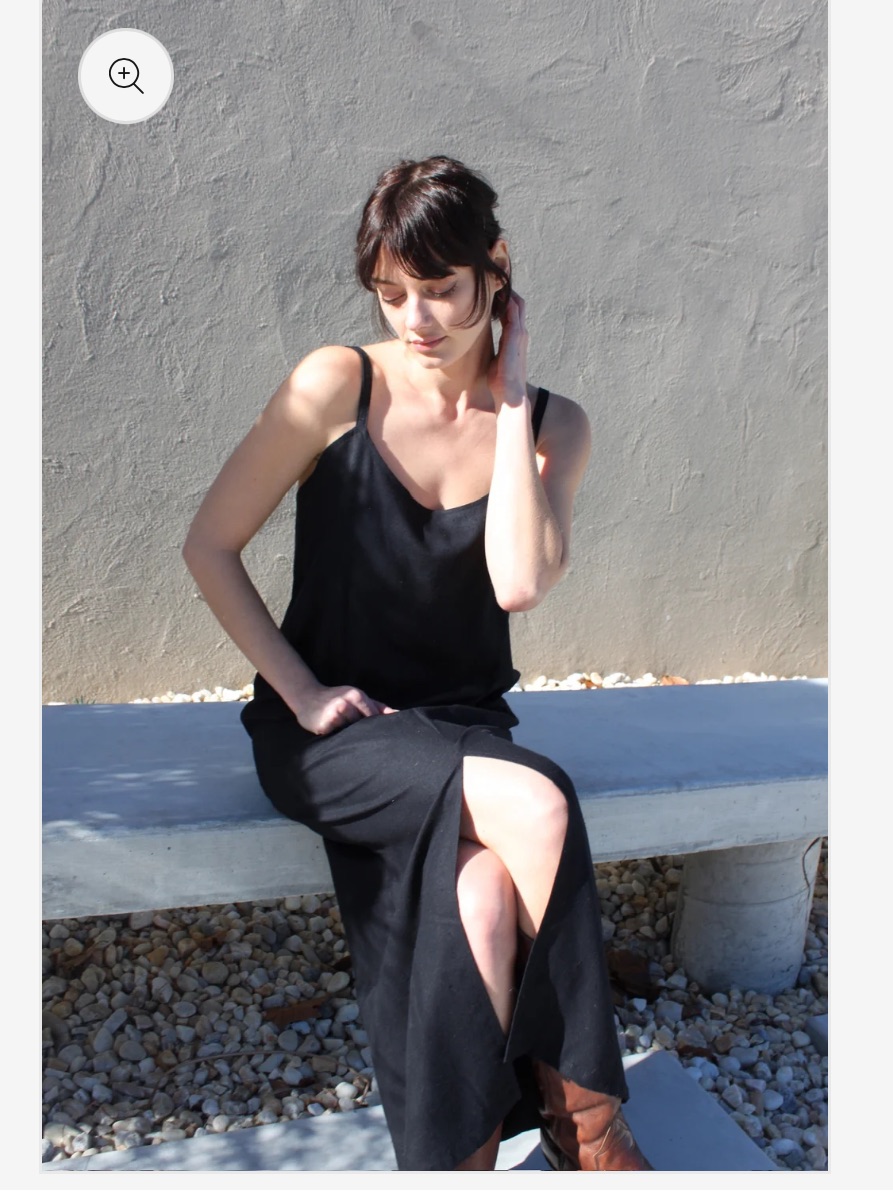 Na Nin Carolyn Raw Silk Slip Dress Black X-Large Nwt Slit Midi Maxi Adjustable — image 3 of 8